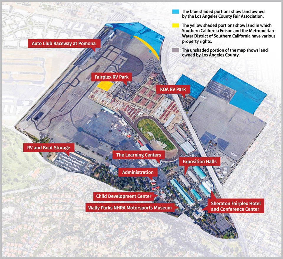 A map showing various entities’ property rights at the Fairplex.