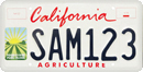 Agriculture license plate sample