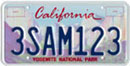 Yosemite license plate sample